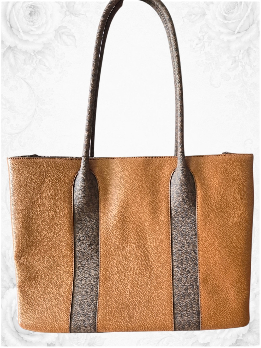 NWT Michael Kors Large Leather Tote Shoulder Bag Luggage Brown Cognac - Picture 2 of 6